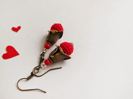 Red Crochet Earrings by Little Sweet Candy Shop