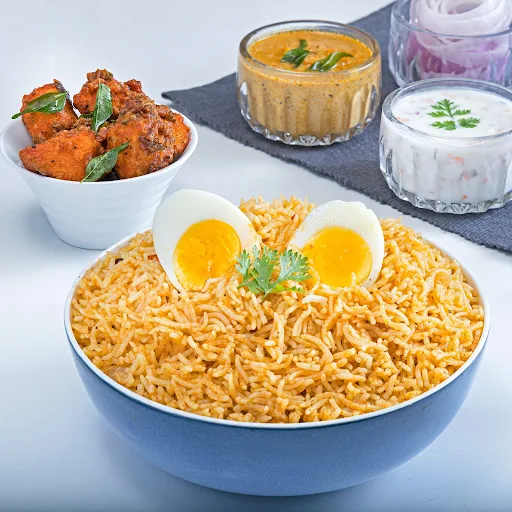 Bhai Biryani Khushka With Egg And Chicken Kebab Combo