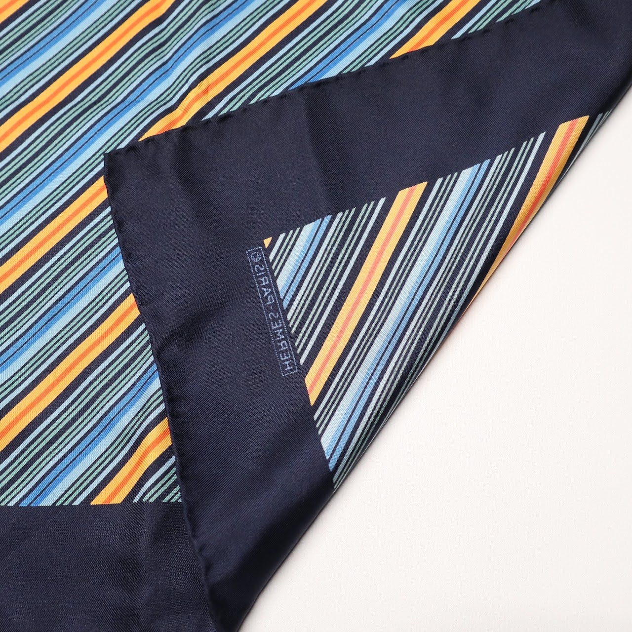 Hermès Blue Stripped Handkerchief Scarf