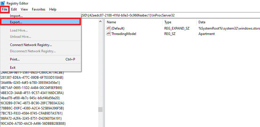 Para hacer una copia de seguridad, haga clic en Archivo y luego seleccione Exportar