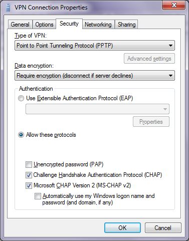 Setup VPN - Security Property