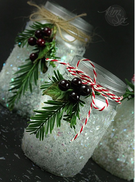 Frosted Christmas Mason Jars