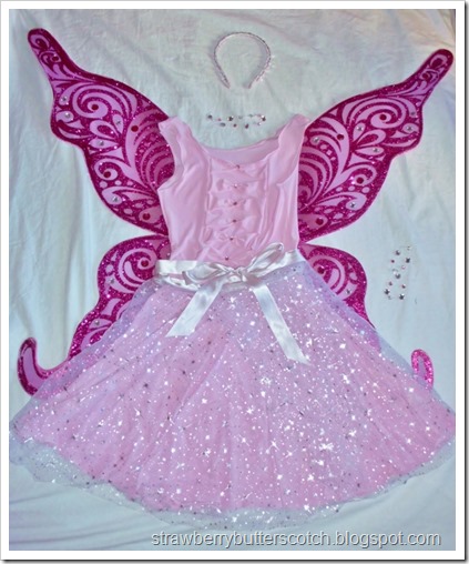 Sparkly pink crystal fairy costume.  Made up of pieces that can be worn separately.  Nice!