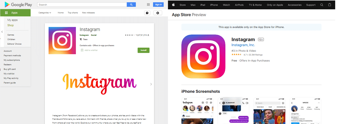 Application Instagram