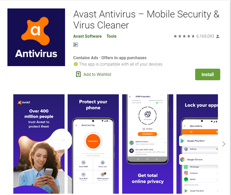 Avast AntiVirus |  Beste apps voor het verwijderen van adware