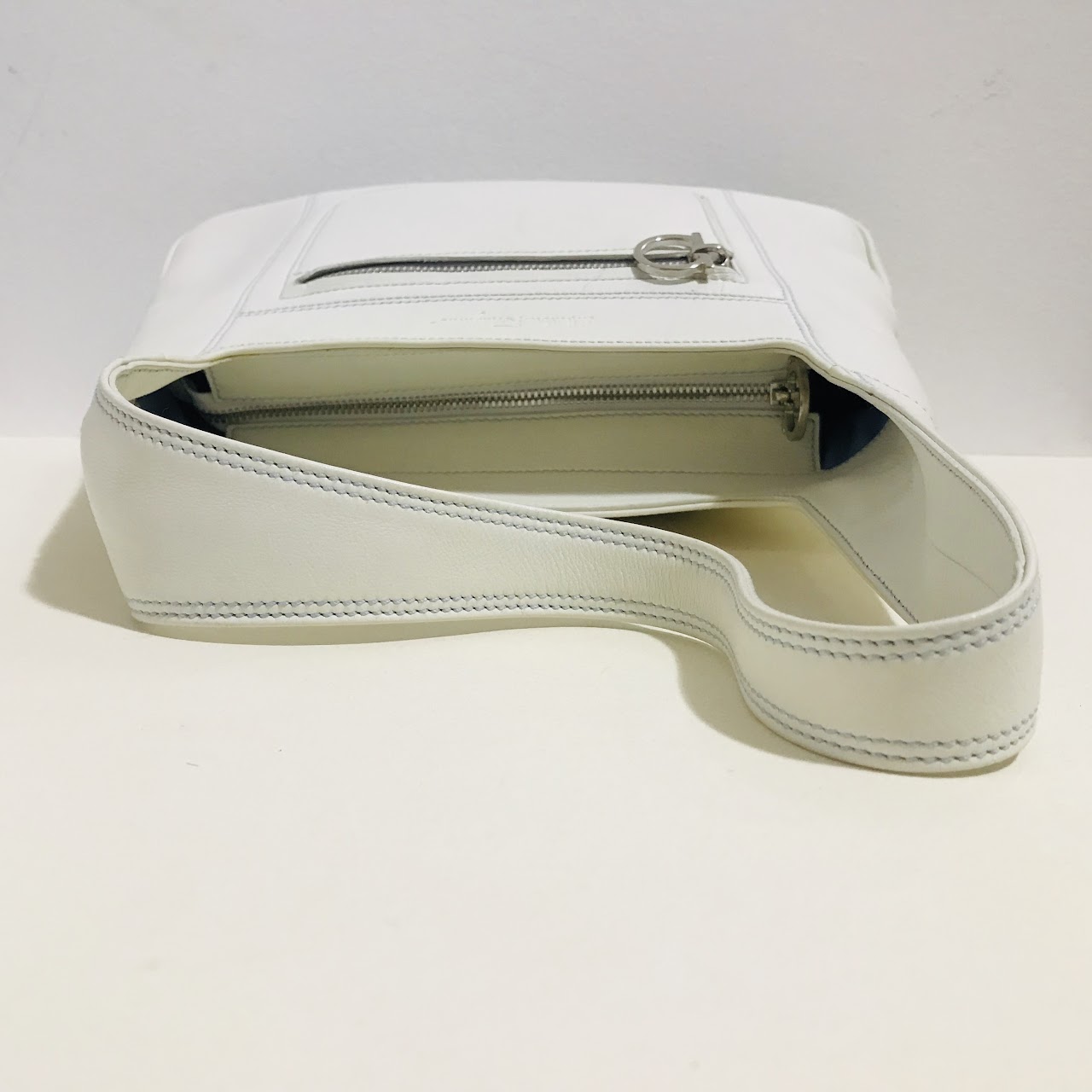 Salvatore Ferragamo White Leather Shoulder Bag