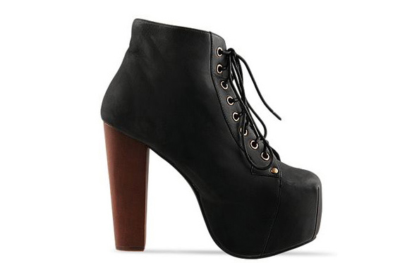 Women Vintage Lace-up Square Toe Super High Heels Platform Ankle Boots ...