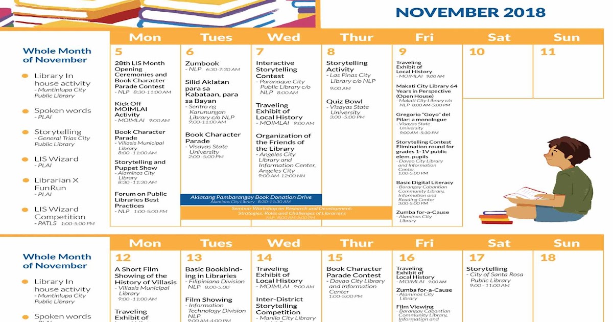 School Librarian in Action The 2018 LIS Month Calendar