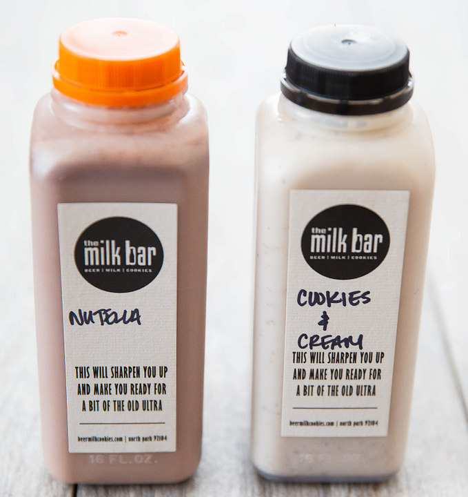 photo of a bottle of nutella milk and a bottle of cookies and cream milk