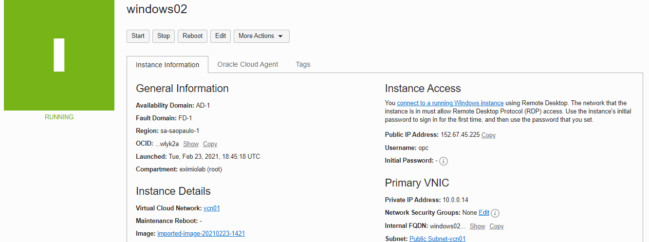 image OCI   Migrando uma maquina windows VM.Standard2 para VM.Standard.E3