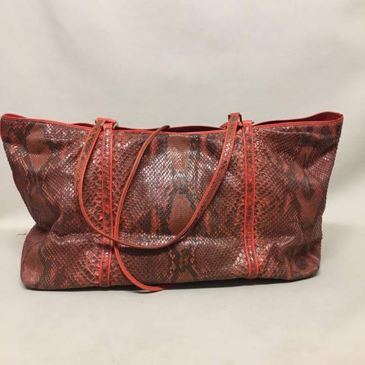 Lambertson Truex Red Snakeskin Tote