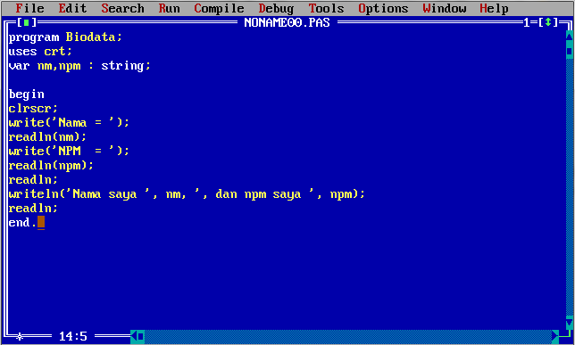 Kumpulan Contoh Program Pascal Kuliah Pendidikan Teknik Informatika