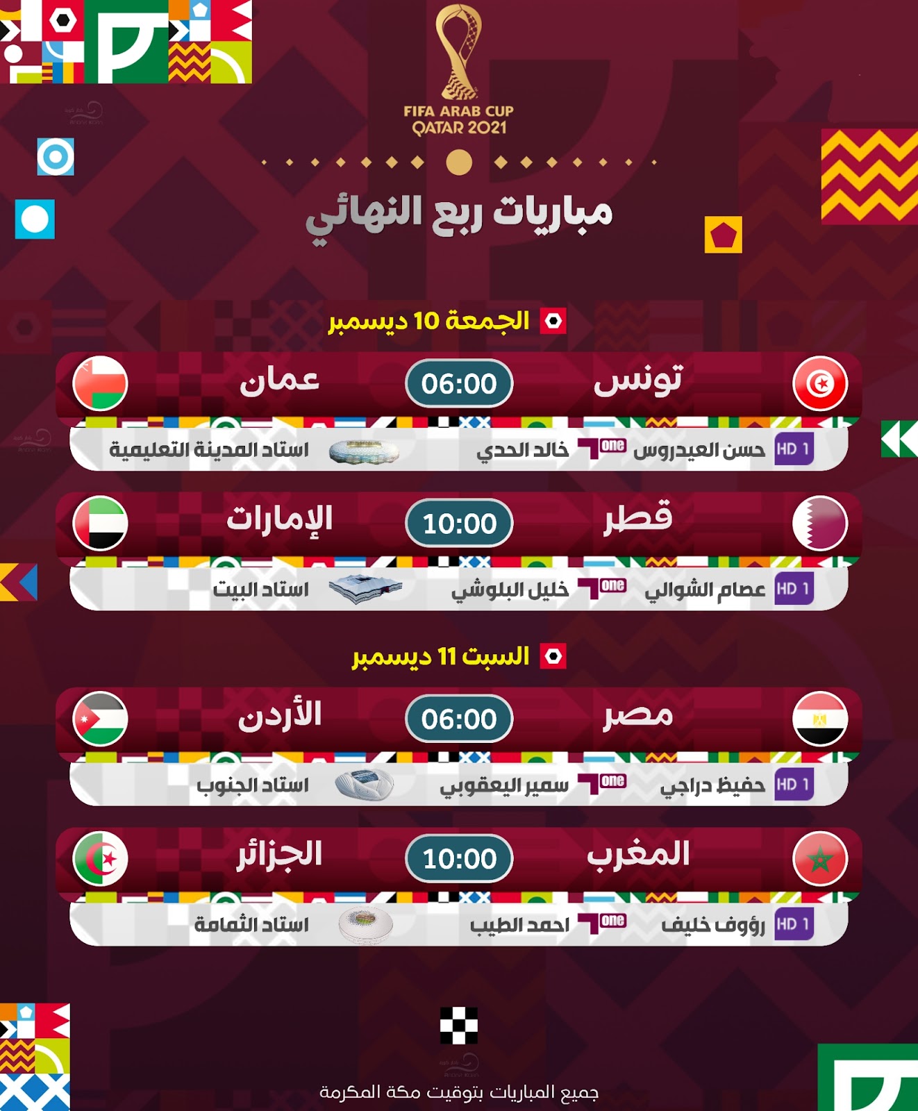 جدول كاس العرب قطر