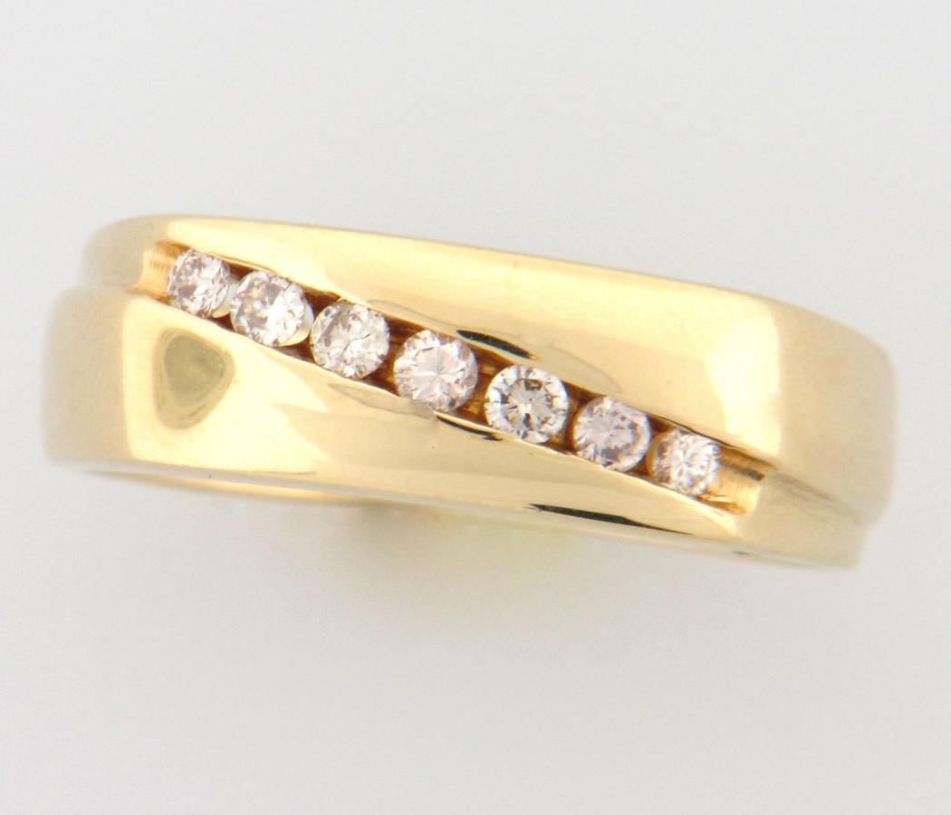 Mens 14k Yellow Gold Diamond Wedding Band with .25 CT of Diamonds