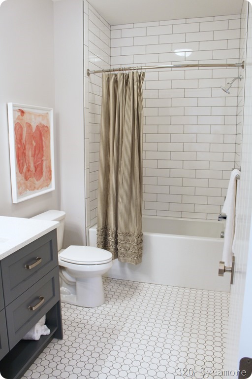 white tile in bathroom