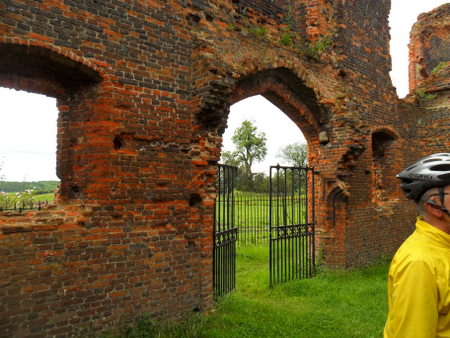 Tumble down brick walls inside castle