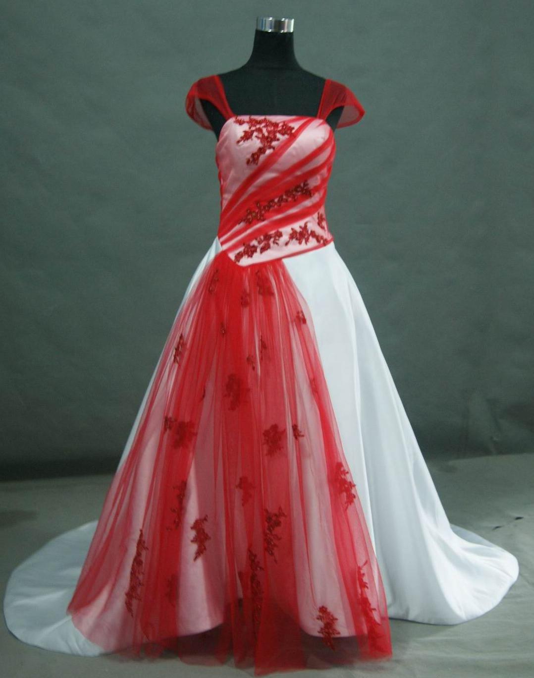 Red and White Wedding dress