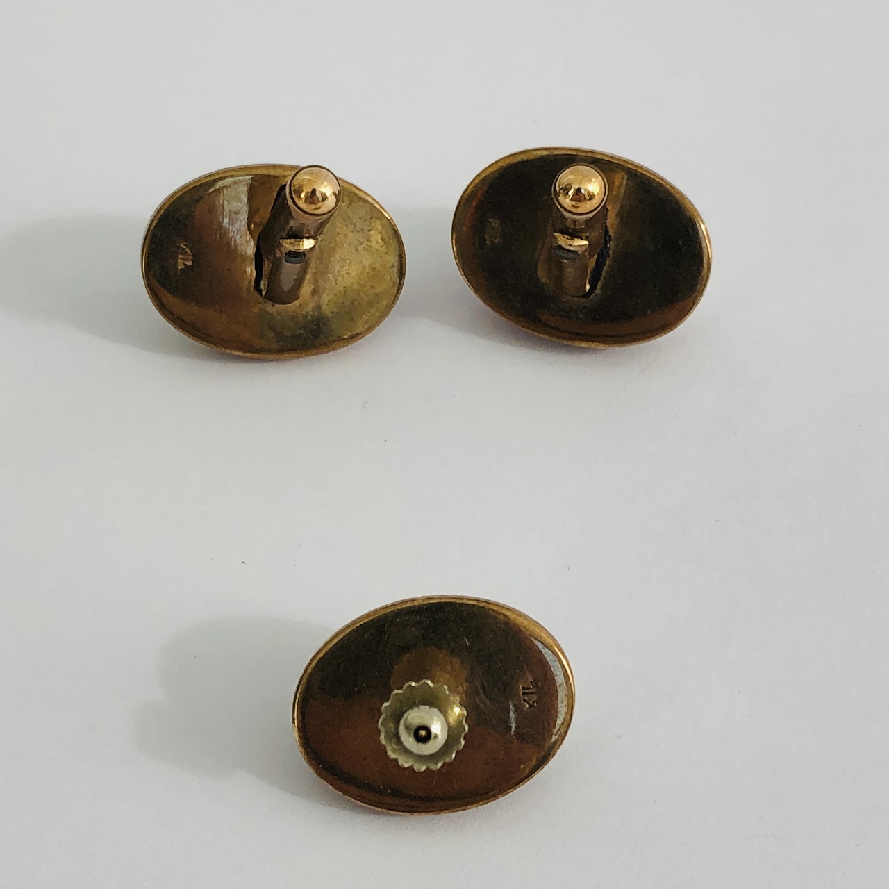 14K Gold and Cameo Cufflinks and Tie Tack Set