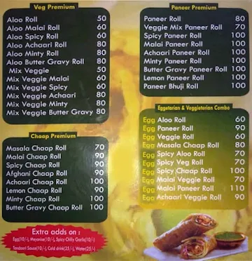 Roll's Expresso menu 