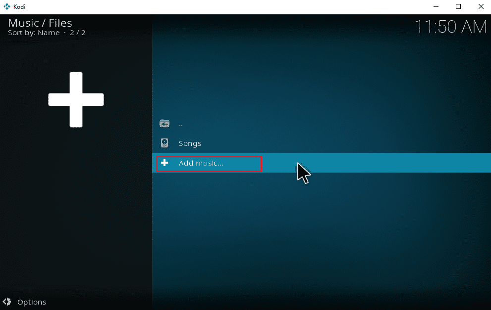 Haz clic en Agregar música.  Cómo descargar música a Kodi