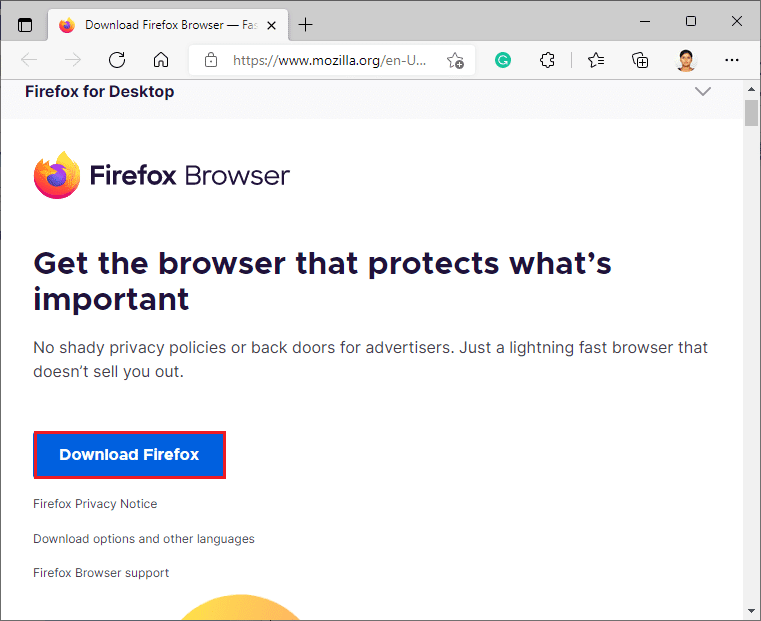 下载 Mozilla Firefox 选项。 修复 Windows 10 中的 Firefox SSL_ERROR_NO_CYPHER_OVERLAP