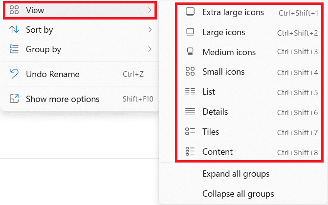 Vista diferente disponible en el menú contextual del botón derecho |  Cómo habilitar y usar el Modo Dios en Windows 11