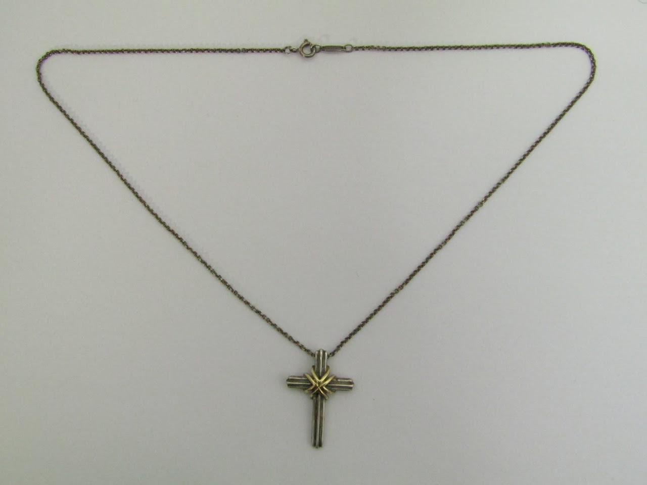 Tiffany & Co. Sterling and Gold Crucifix Necklace