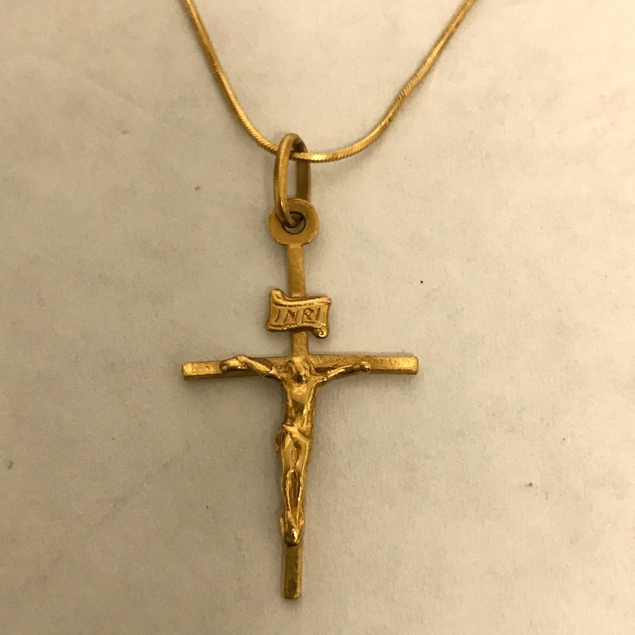 14K Gold Necklace With 18K Gold Crucifix Pendant