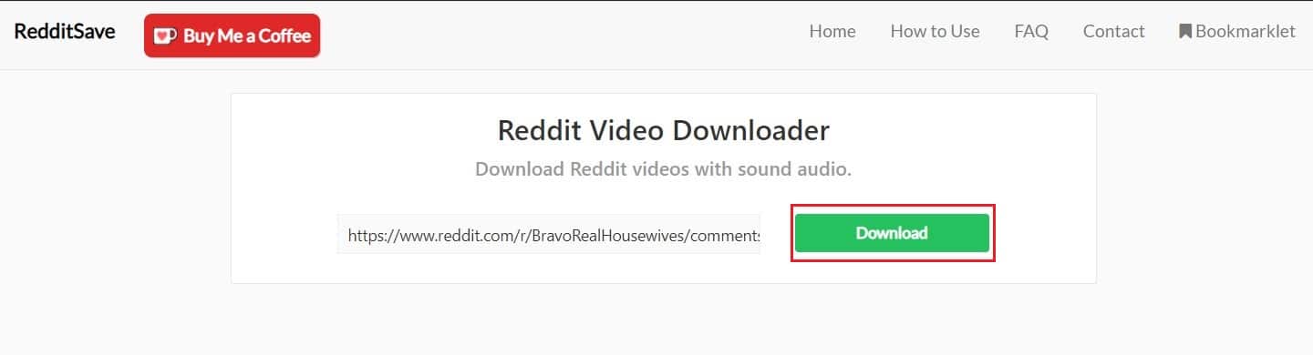 Dán liên kết vào RedditSave và nhấp vào tải xuống