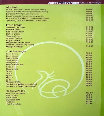 Meghdoot's menu 