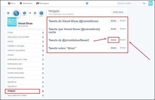 Crie widgets para o seu blog e mostre tudo o que rola no Twitter - Visual Dicas