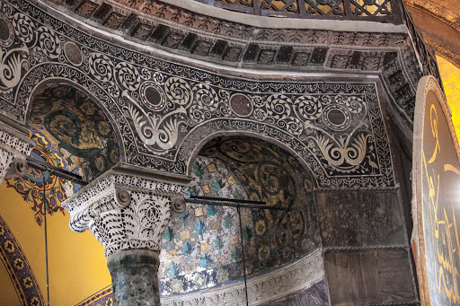 The intricate artwork inside Hagia Sophia, which means  Holy Wisdom in Greek. 