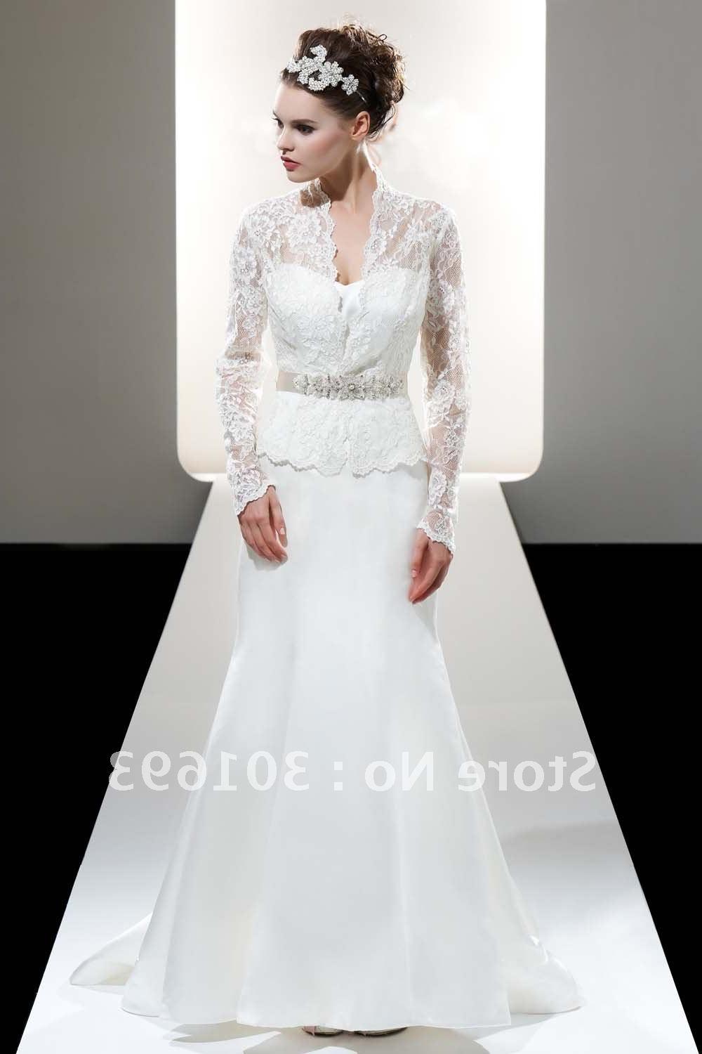 Free Shipping OLW25 Long Sleeve Lace Mermaid Wedding Dresses with