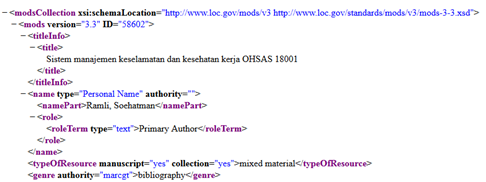 Cantuman Bibliografis Slims dalam format XML