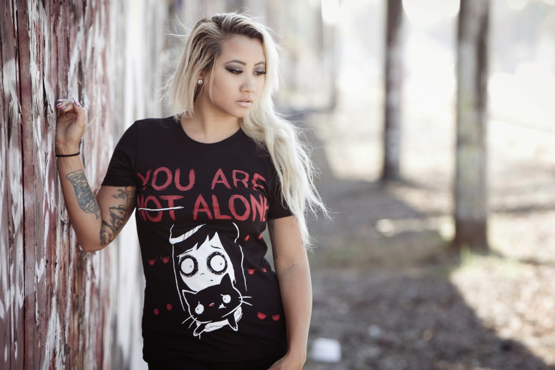 your are alone tshirt, you are not alone tshirt, girl cat eyes shirt