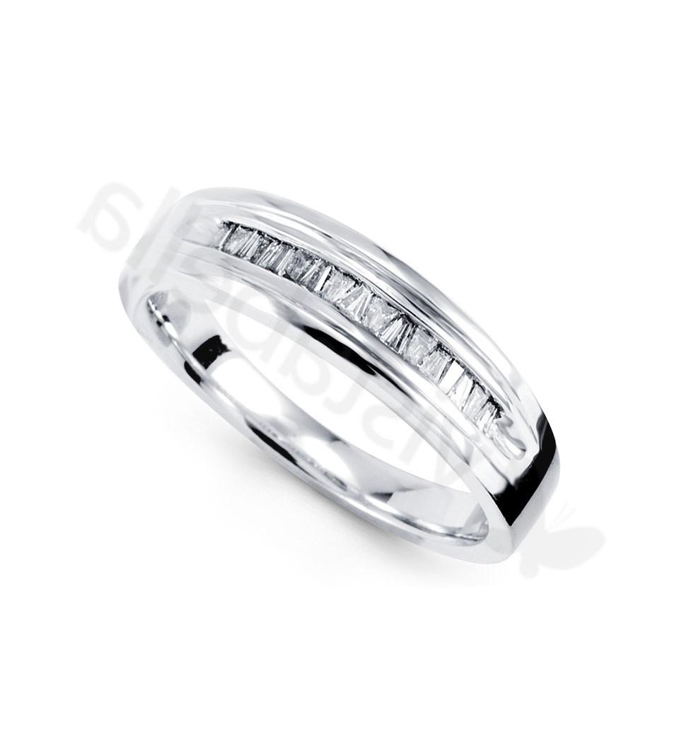 14k White Gold 0.60 Ct Baguette Diamond Wedding Ring - Wedding Bands