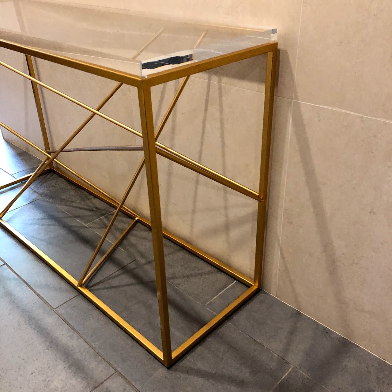 Lucite Topped Console Table