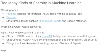 Impending challenges brought by moving to sparse methods in ML