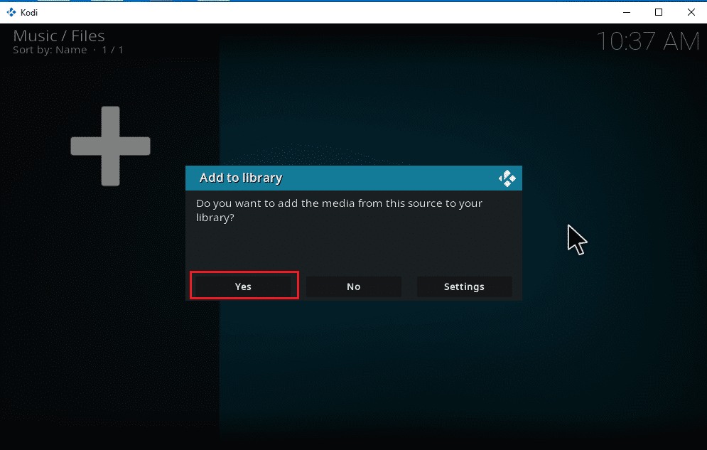 เลือกใช่เพื่อเพิ่มแหล่งที่มาในไลบรารี Kodi  วิธีเพิ่มเพลงลงใน Kodi