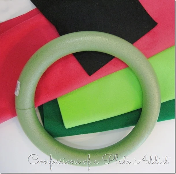 CONFESSIONS OF A PLATE ADDICT No-Sew Watermelon Wreath...Just Tie It!