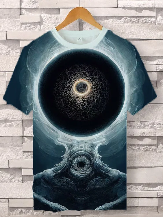 Digitale 3D-print heren sport T-shirt met korte mouwen, ademend en sneldrogend. Ideaal voor trainingen en sporten.