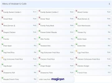 Arabian U Cafe menu 