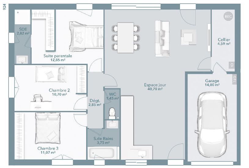  Vente Terrain + Maison - Terrain : 500m² - Maison : 90m² à Merville (31330) 