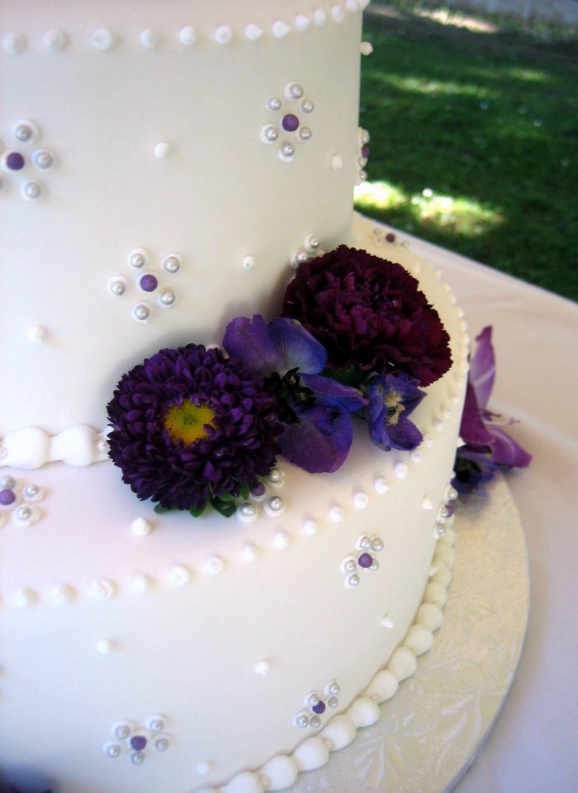 purple fondant 2-tier wedding