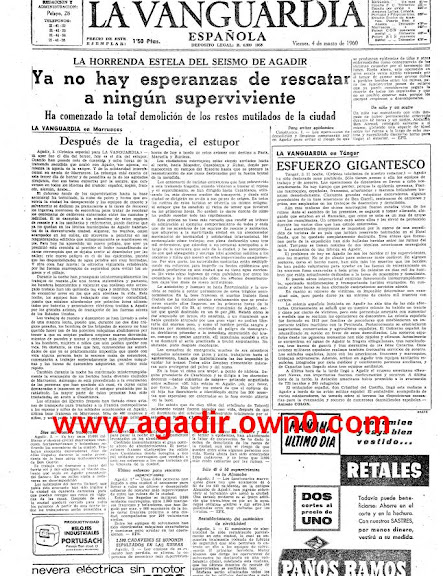 صحيفة الاسبانية الكتالانية la vanguardia وتخصيتها لاخبار زلزال اكادير سنة 1960 Jhkhjkgg