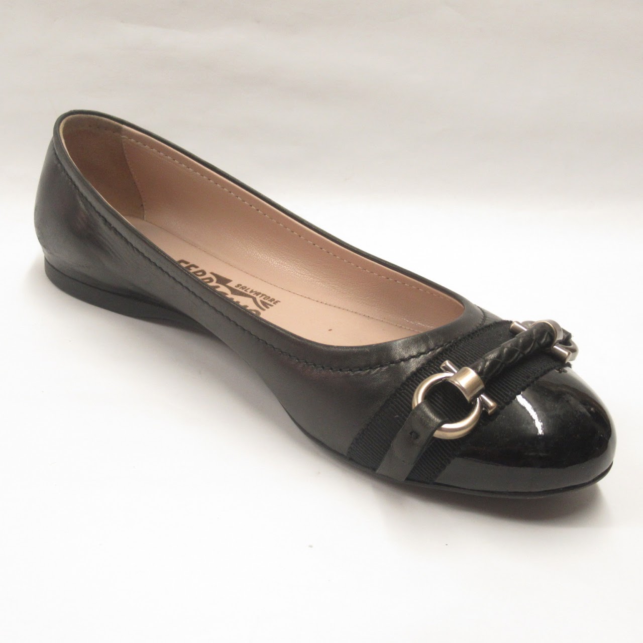 Salvatore Ferragamo Black Leather Flats