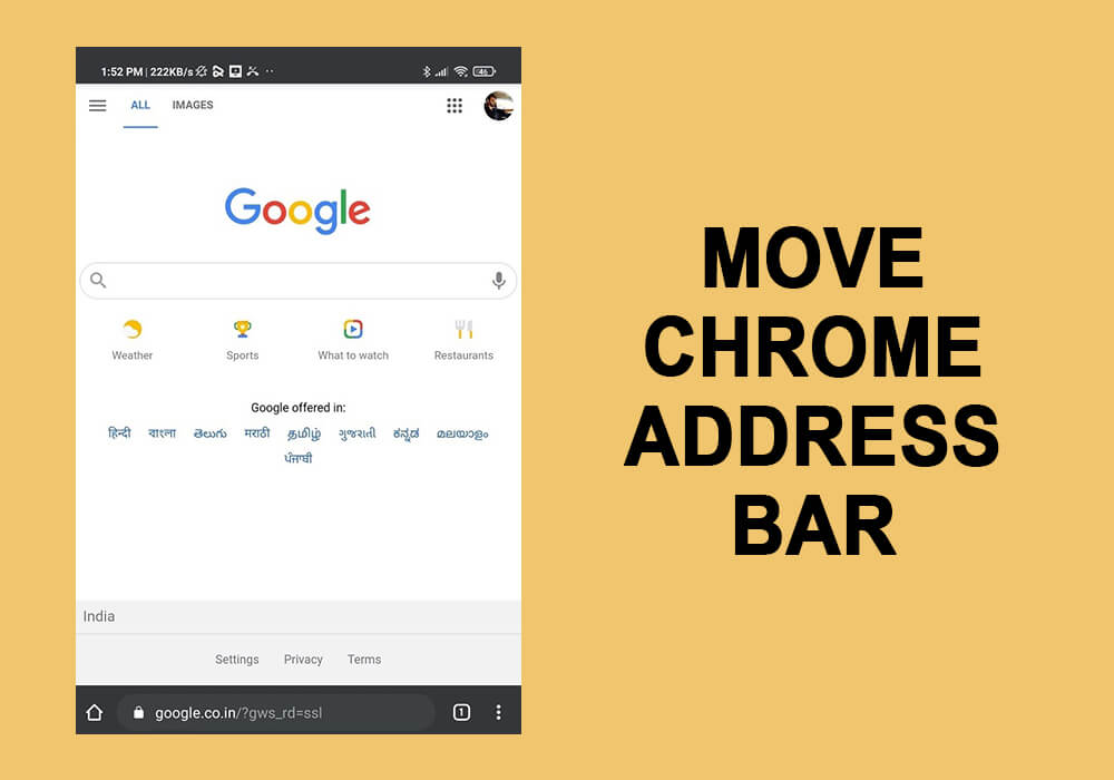 Mover la barra de direcciones de Chrome