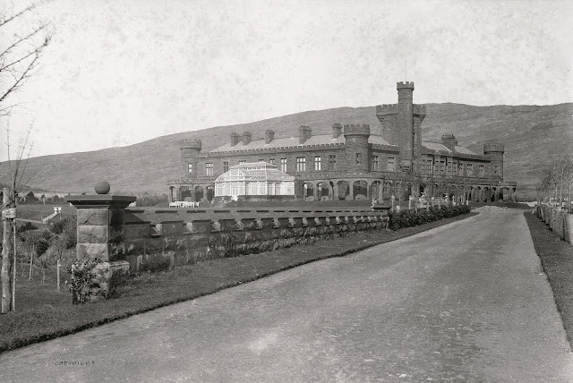 The approach to Kinloch Castle around 1910 at the height of its opulence. © Historic Environment Scotland. From Lost Heritage of Inner Hebrides uncovered in landmark new book