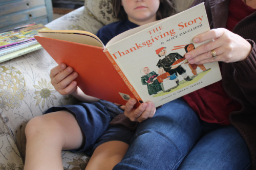 reading a Thanksgiving book together