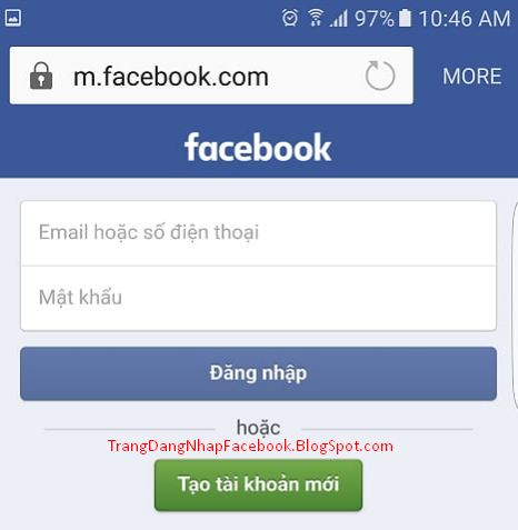 giao diện trang đăng nhập Facebook